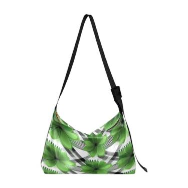 Imagem de Bolsa de ombro masculina de couro com folhas de lavanda em aquarela, bolsa transversal grande, alça de ombro ajustável, Trevo em xadrez branco e preto - 3, One Size
