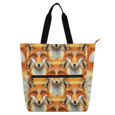 Imagem de GAIGEO Linda bolsa feminina laranja raposa para trabalho, lona, praia, escola, bolsa de viagem com compartimentos
