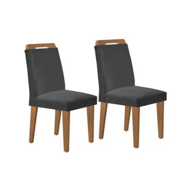 Imagem de Kit 2 Cadeiras De Cozinha Athenas Madeira Capuccino-suede Grafite - Rufato