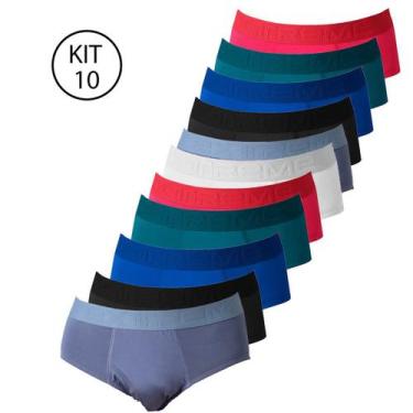 Imagem de Kit 10 Cueca Slip Masculina Tradicional Adulto em microfibra direto de