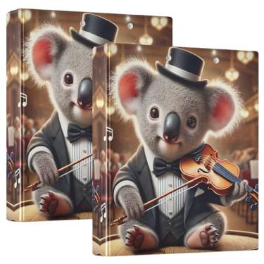 Imagem de Fichários de arte para violinista de coala fofos personalizados de 3 cm, 3 argolas, 200 folhas, fichário redondo, 31,5 x 27 x 6 cm, 1 pacote