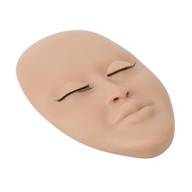 Imagem de Cryfokt Cabeça de Manequim de Cílios, Material de Borracha Premium, Design Facial para Iniciantes, Prática de Extensão de Cílios para Salão de Beleza, Modelo de Exibição (Castanho claro)