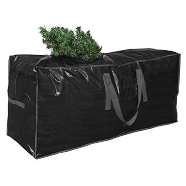 Imagem de Primode Bolsa de armazenamento para árvore de Natal | Cabe em árvore de Natal de até 2,1 m de altura desmontada | Recipiente de armazenamento de árvore de 114 cm x 38 cm x 50 cm | Bolsa protetora de árvore artificial com zíper com alças (preto)