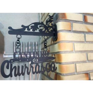 Imagem de Placa Decorativa: Cantinho do Churrasco Vintage + Suporte para fixação