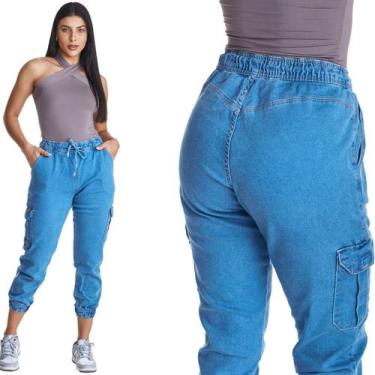 Imagem de Calça Jeans Feminina Jogger HNO Bolso Lateral Azul Claro - HNO Jeans, 