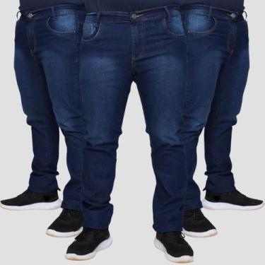 Imagem de Kit 3 Calça Masculina Jeans Plus Size Slim Lycra Stretch - EXPOSIÇÃO P