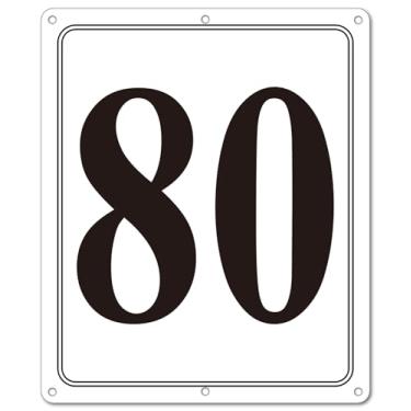 Imagem de i-CowFun Placa numerada de metal premium ao ar livre, refletiva 30,5 x 25,4 cm placas numeradas de alumínio grandes 80 para estacionamento, quadra de tênis, campo, armazém, corredor, edifício, doca