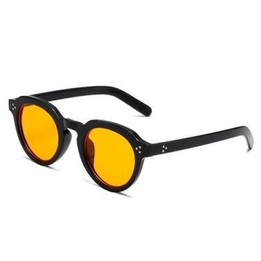 Imagem de Óculos de Sol UV400 - Oval Transparente com Rebites Pretos Estilo Punk para Homens e Mulheres, Esportes ao Ar Livre, Corrida e Ciclismo, Preto e Laranja