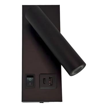 Imagem de Luminária de parede LED com carregador USB-C e porta USB integrada.