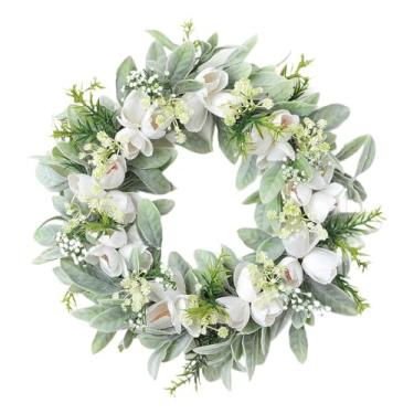 Imagem de KiBcsLic Guirlanda artificial para porta de entrada, enfeite para pendurar, decoração de casa, adereço para fotos, guirlanda decorativa para primavera/verão,