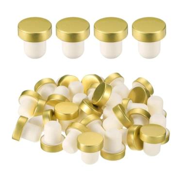 Imagem de WeiLaiKeQi Conjunto de 36 rolhas de vinho reutilizáveis, macias e universais, em formato de T, 19,5 mm, para artesanato e para manter o champanhe fresco, Ouro
