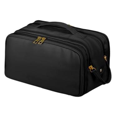 Imagem de Kokiya Nécessaire de viagem para artigos de higiene pessoal, com grande capacidade, e ideal para presentear mulheres. Inclui porta-pincéis e, Preto