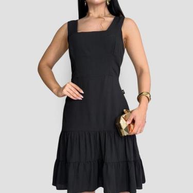 Imagem de Vestido Feminino Design Mid Alças Largas Viscose Ziper Verão - Chiquit