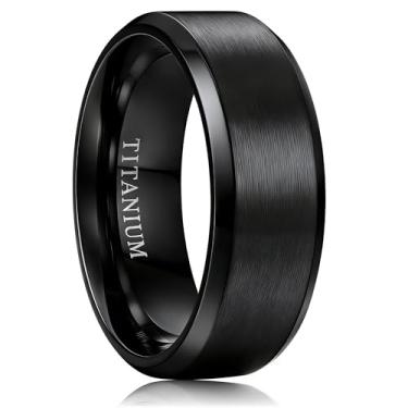 Imagem de Jstyle Aliança de casamento de titânio para homens - Aliança de casamento masculina hipoalergênica leve de 6 mm/8 mm com zero manutenção superfície escovada bordas polidas anel de noivado masculino