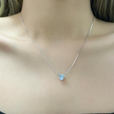 Imagem de Colar de corrente de coração de prata para ela, presente grosso, longo, com design de coração, presentes de amizade, Medium, Latão, Sem Pedra Preciosa