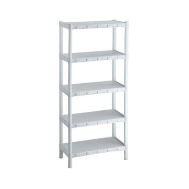 Imagem de Estante Organizadora Multiuso com 5 Prateleiras de Plástico | Estante Modular para Cozinha Quarto Escritório(5 Prateleiras Branco)