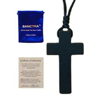 Imagem de SANCTRA Colar de cruz de madeira para homens e mulheres, feito à mão e abençoado na Terra Santa, pingente de fé cristã com bolsa de presente e certificado de autenticidade, ~30”, Madeira, Sem Pedra