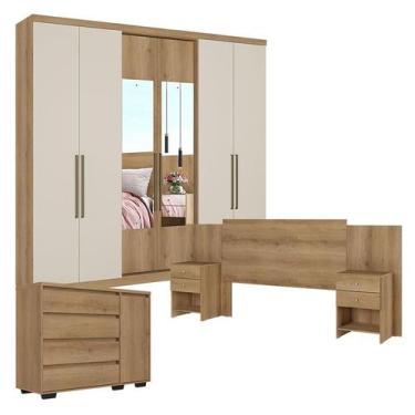 Imagem de Guarda Roupa Casal Passione Ultra Glass 6 Portas Capuccino Off White c