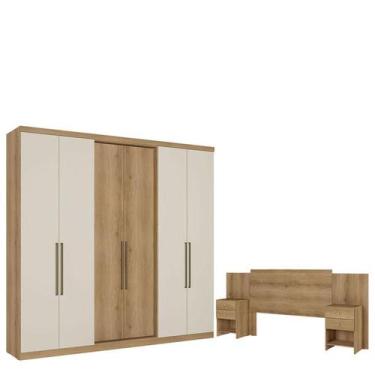 Imagem de Guarda Roupa Casal Passione Ultra 6 Portas Capuccino Off White e Cabec