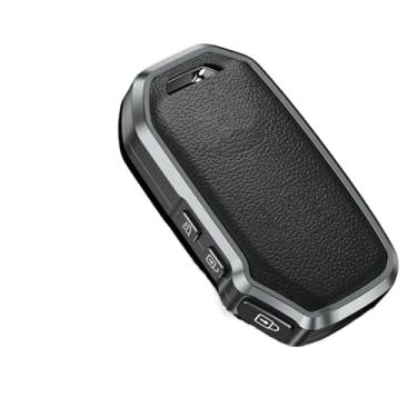 Imagem de Capa de couro para chave remota de carro de metal acessórios de proteção compatível com KIA Sportage R GT Stinger GT Sorento Ceed CD Cerato Forte(Black)