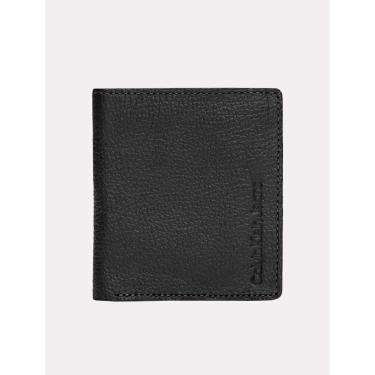 Imagem de Carteira Calvin Klein Jeans Porta Cartão Couro Vertical Logo Floater Preta-Masculino