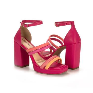 Imagem de Sandália Feminino Salto Alto Mississipi Q7233, Mandarim, Blush, 38