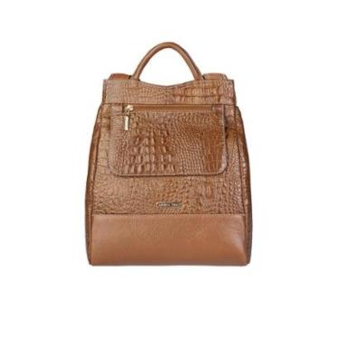 Imagem de Mochila pequena antifurto couro croco Susan-Feminino