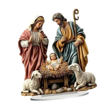 Imagem de Generic Enfeite de Natal 2D da Sagrada Família, Coleção de Artesanato Decorativo em Acrílico para Decoração Religiosa de Casa e Sala de Estar