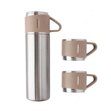 Imagem de Garrafa Térmica com 3 Canecas Tampas Acampar Viajar Café Cozinha 5803 