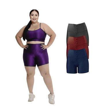 Imagem de Kit 3 Short Legging 3D Academia Fitness Feminino Plus Size-Feminino