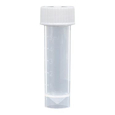 Imagem de Globe Scientific 6101 tubos de transporte de polipropileno moldados graduações inferiores cônicas com tampa de parafuso de polietileno branco separada, capacidade de 5 ml (caixa com 1000)