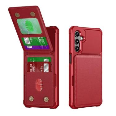 Imagem de Capa para celular com suporte para cartão, vermelha, para Samsung Galaxy S25 Ultra S24 FE S23 S21 S22 A56 A36 A26 A16 A55 A35 A15 A54 A34 A23 5G A05 A05S 4G, para Galaxy S24 Plus