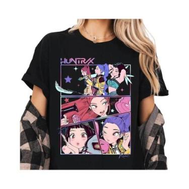 Imagem de Camisa Casual Feminina Em Malha 3D Kpop Demon Hunters Halloween Solta 