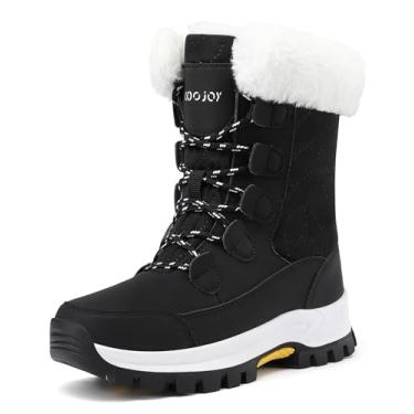 Imagem de Botas femininas de inverno COOJOY para neve impermeáveis com forro de pele, antiderrapantes, quentes, Preto, 5.5