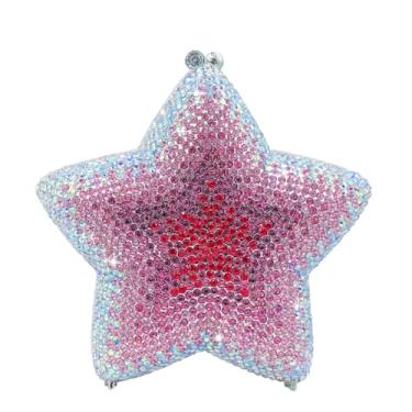 Imagem de Usuisy Novidade 3D Star Shape Bolsa feminina de cristal clutch noite festa baile jantar strass clutch bolsas e bolsas, mini, Rosa Ab, Mini