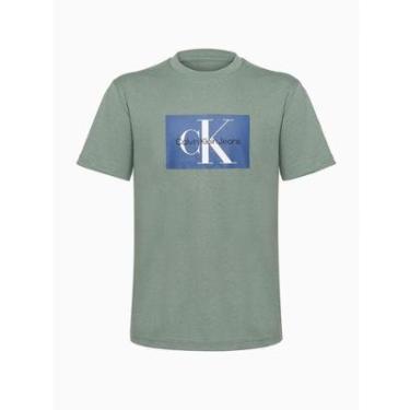 Imagem de Camiseta Infantil Calvin klein Boy Re Issue Retângulo Verde-Masculino