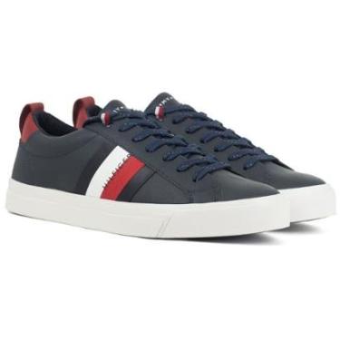 Imagem de Tênis Masculino Tommy Hilfiger Casual Dino 9A Bandeira Couro Clássico Original 02576-Masculino