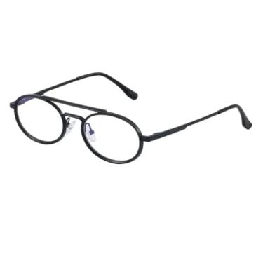 Imagem de VFDHN Óculos de Sol Steampunk Femininos com Armação Oval Pequena de Metal, Estilo Vintage de Luxo com Duas Hastes, Redondos Clássicos e Punk (C2PretoBranco)