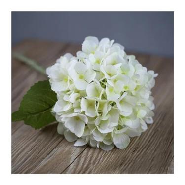 Imagem de KEG801302 Flores falsas ramo único grande hortênsia flores artificiais imitação de flores falsas hortênsia floral buquê de casamento festa decoração de casa flores (branco)