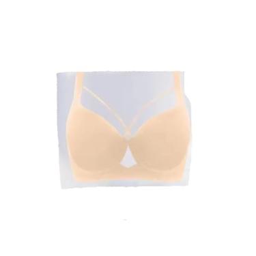 Imagem de Sutiã confortável top up push-up anti flacidez esportes coleção sutiã tamanho grande lingerie sem costura para mulheres, Bege, 80E