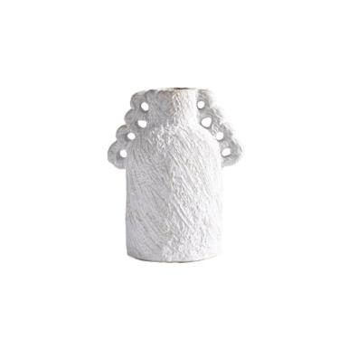 Imagem de Vasos para flores, branco, vintage, vaso de cerâmica áspera, esqueleto branco puro, enfeite de arranjo de flores, vaso decorativo para casa