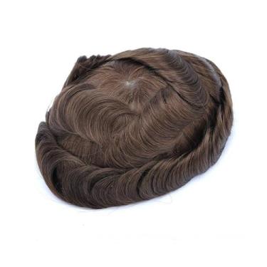 Imagem de Aplique de testa Peruca de cabelo humano para homens, linha fina invisível, renda superior, perímetro pele pu, masculino(4#)