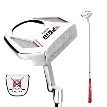 Imagem de Tacos de golfe para destros Putters de baixo centro de gravidade com função de picking de bola linha de mira haste de pressão direita com capa de cabeça (cortador com capa de cabeça)
