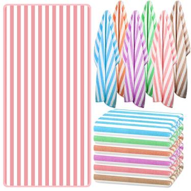 Imagem de Jecery 12 peças de toalhas de praia listradas grande grande toalha de piscina toalha de banho de secagem rápida toalha listrada colorida para hotel, spa banheira de hidromassagem, banho e natação verão, 76 x 152 centímetros