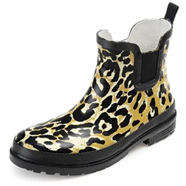 Imagem de JC JOURNEE COLLECTION Botas de Chuva Femininas Impermeáveis de Borracha, Leopardo, 10