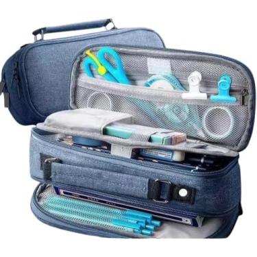 Imagem de Estojo Escolar Juvenil Liso com 2 Divisórias, Espaçoso e Prático, com Alça Interna, Organizador