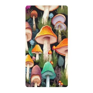 Imagem de Blueangle Lençol de berço padrão para berço infantil - Lençóis de algodão macio e respirável com aquarela e cogumelos (522)