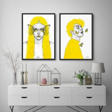 Imagem de Kit Quadro Decorativo Butterfly Aliens 45x34cm 2 Peças