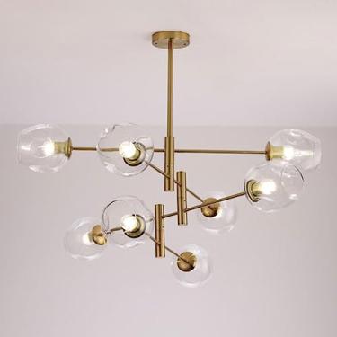 Imagem de Luminária pendente de vidro irregular com várias lâmpadas, luminária suspensa criativa para interiores, ideal para sala de estar, quarto, sala de jantar, lustre de teto para decoração de cas