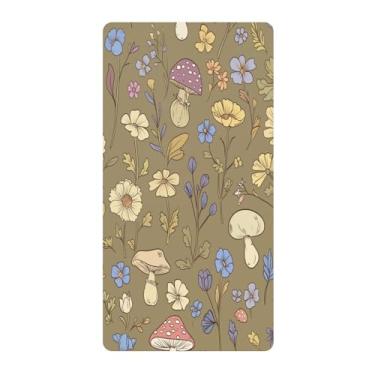 Imagem de Blueangle Lençol de berço padrão para berço infantil - Lençóis de algodão macio e respirável com cogumelos de flores silvestres (711)